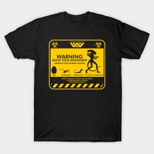 Warning Know Your Xenomorph from the 1979 movie Alien T-Shirt